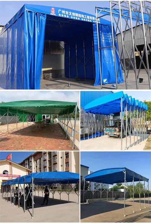 彩条布移动遮阳棚 油布大型伸缩雨棚 昆山锦溪移动帐篷搭建工人